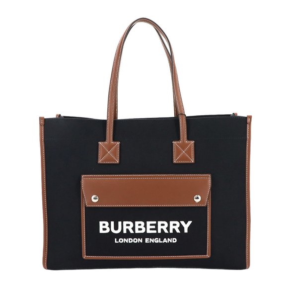 BURBERRY Black Leather Tote Bag - Picture 1 of 9